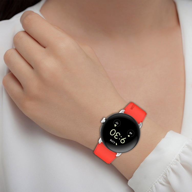 For Google Pixel Watch Metal Connector + Solid Color Silicone Watch Band(Grey)