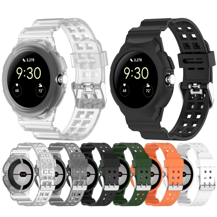 For Google Pixel Watch Integrated Fully Enclosed Silicone Watch Band(Transparent Black)
