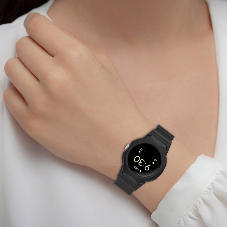 For Google Pixel Watch Integrated Fully Enclosed Silicone Watch Band(Transparent Black)