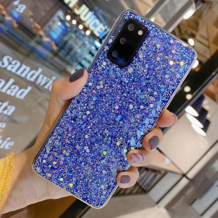 For Samsung Galaxy A03s EU Edition Glitter Sequins Epoxy TPU Phone Case(Blue)