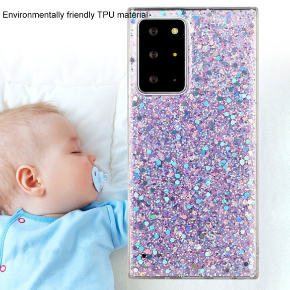 For Samsung Galaxy A03s EU Edition Glitter Sequins Epoxy TPU Phone Case(Blue)