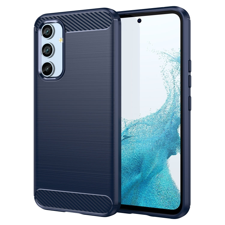 For Samsung Galaxy A54 5G Brushed Texture Carbon Fiber TPU Phone Case(Blue)