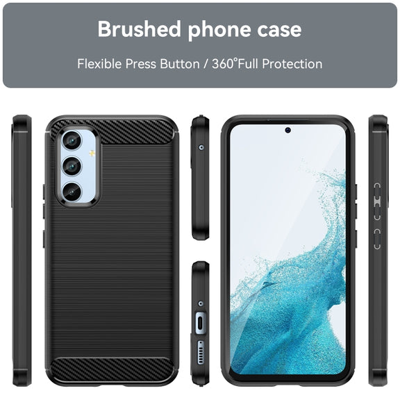 For Samsung Galaxy A54 5G Brushed Texture Carbon Fiber TPU Phone Case(Blue)