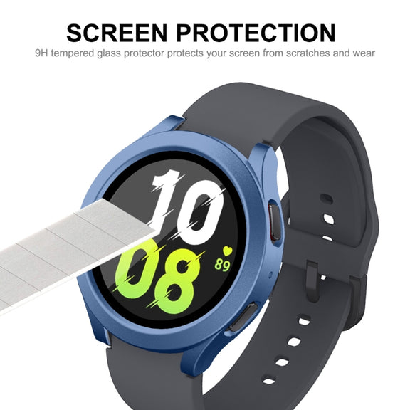 For Samsung Galaxy Watch4/5 40mm ENKAY Hat-Prince Water-resistant Full Coverage PC Frame + 9H Tempered Glass Case(White) - Watch Cases by ENKAY