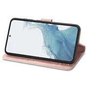 For Samsung Galaxy A54 5G Four-leaf Clasp Embossed Buckle Leather Phone Case(Rose Gold)