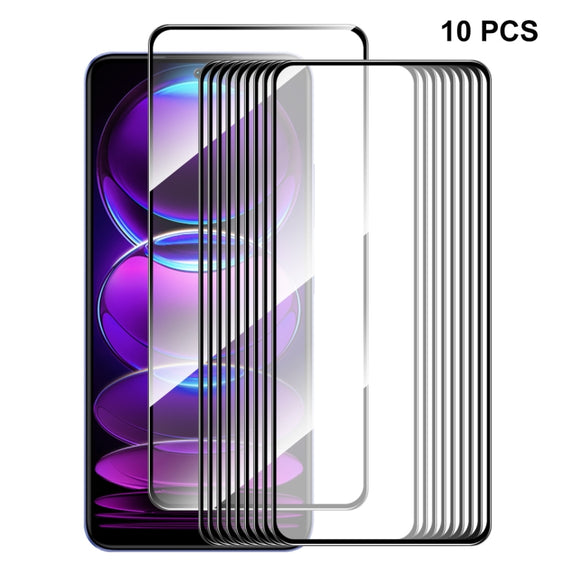 For Xiaomi Redmi Note 12 Pro+ 10pcs ENKAY Full Glue 0.26mm 9H 2.5D Tempered Glass Full Film