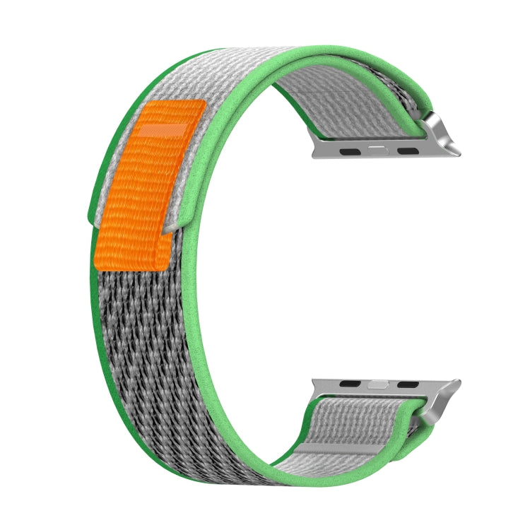 Double Color Nylon Hook and Loop Fastener Watch Band For Apple Watch Ultra 49mm(Green+Dark Green)