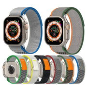 Double Color Nylon Hook and Loop Fastener Watch Band For Apple Watch Ultra 49mm(Orange+Army green)
