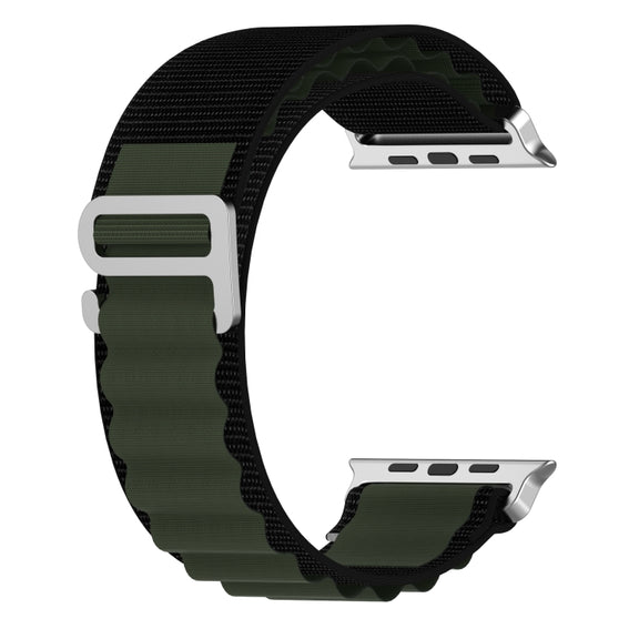 Double Color Nylon Watch Band For Apple Watch Ultra 49mm(Black+Green)