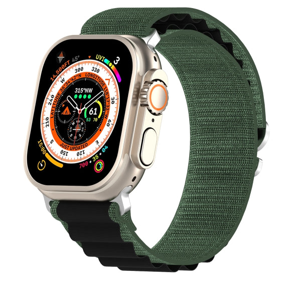 Double Color Nylon Watch Band For Apple Watch Ultra 49mm(Green+Black)