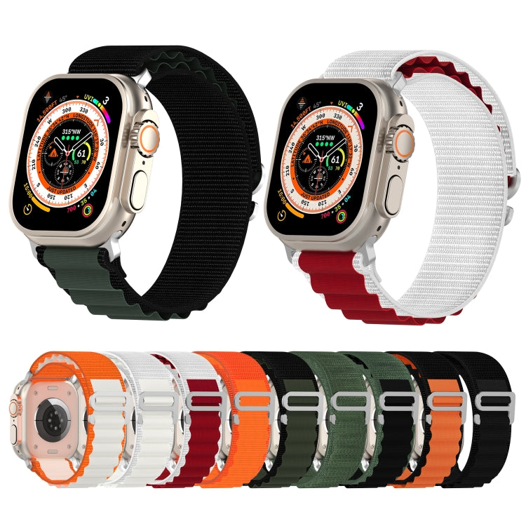 Double Color Nylon Watch Band For Apple Watch Ultra 49mm(Black+Green)