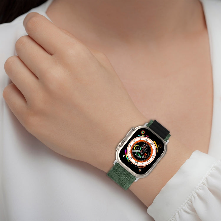 Double Color Nylon Watch Band For Apple Watch Ultra 49mm(Black+Green)