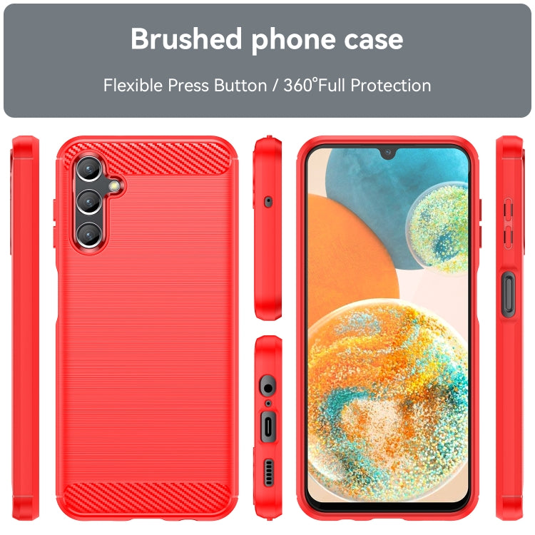 For Samsung Galaxy A14 4G Brushed Texture Carbon Fiber TPU Phone Case(Red)