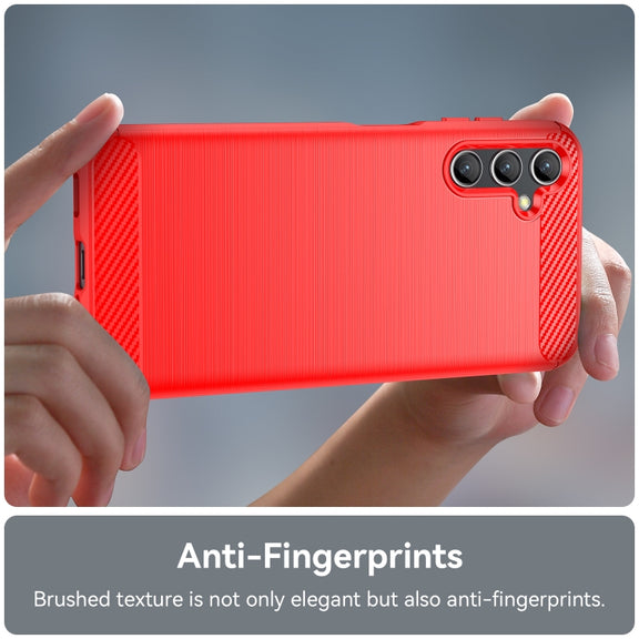 For Samsung Galaxy A14 4G Brushed Texture Carbon Fiber TPU Phone Case(Red)