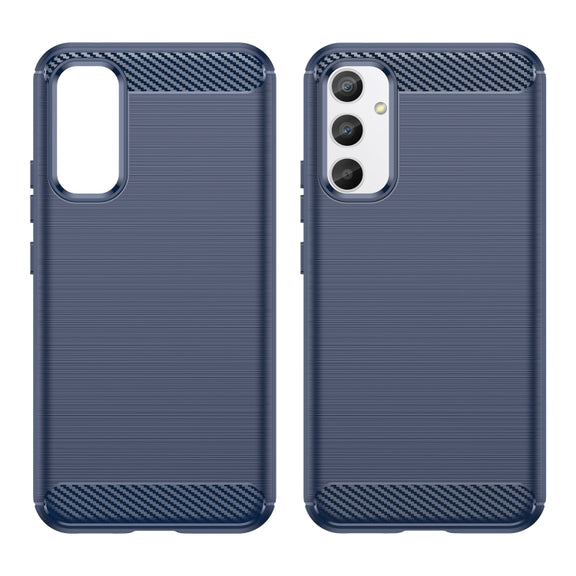 For Samsung Galaxy A34 5G Brushed Texture Carbon Fiber TPU Phone Case(Blue)