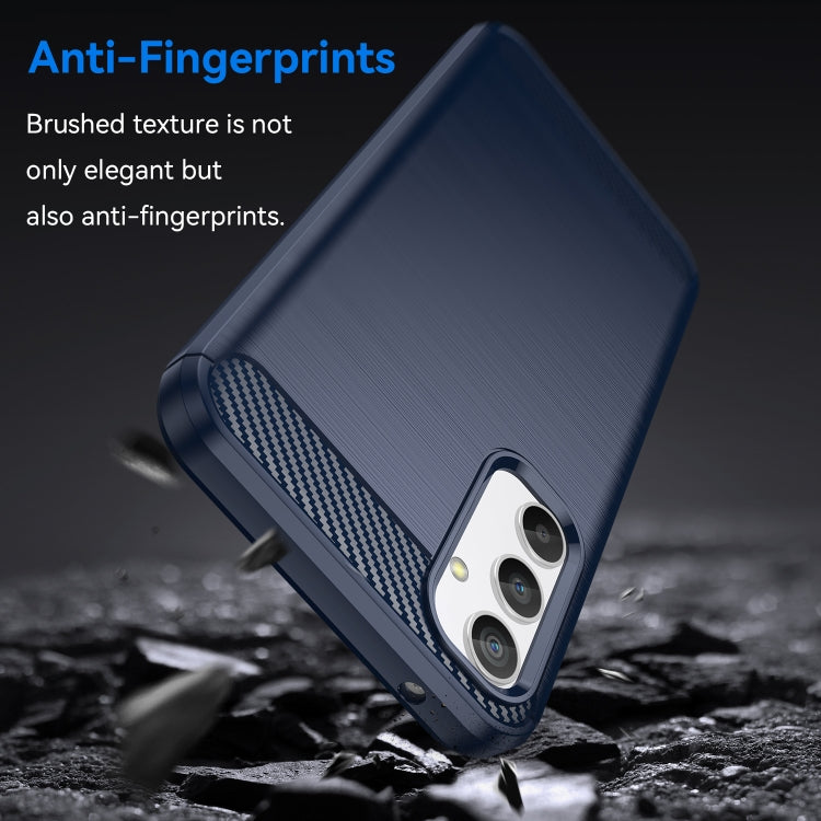 For Samsung Galaxy A34 5G Brushed Texture Carbon Fiber TPU Phone Case(Blue)