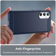 For Samsung Galaxy A34 5G Brushed Texture Carbon Fiber TPU Phone Case(Blue)