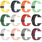 Magnetic Black Buckle Smooth Silicone Watch Band For Apple Watch Ultra 49mm(Burgundy)