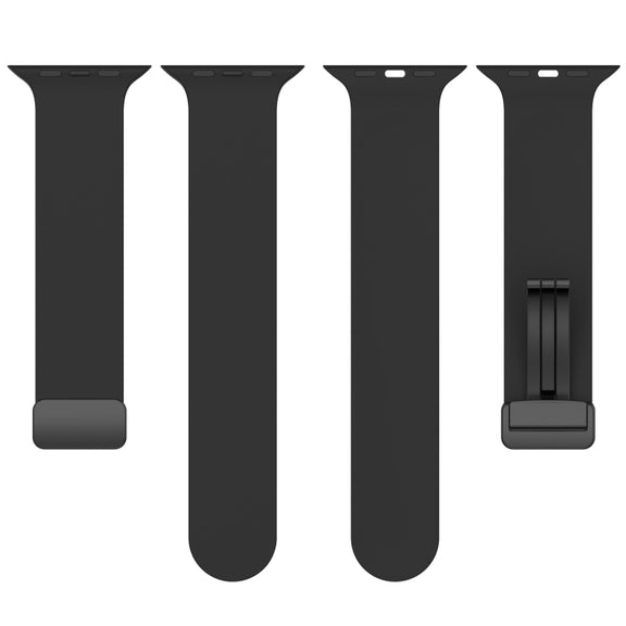 Magnetic Black Buckle Smooth Silicone Watch Band For Apple Watch Ultra 49mm(Burgundy)