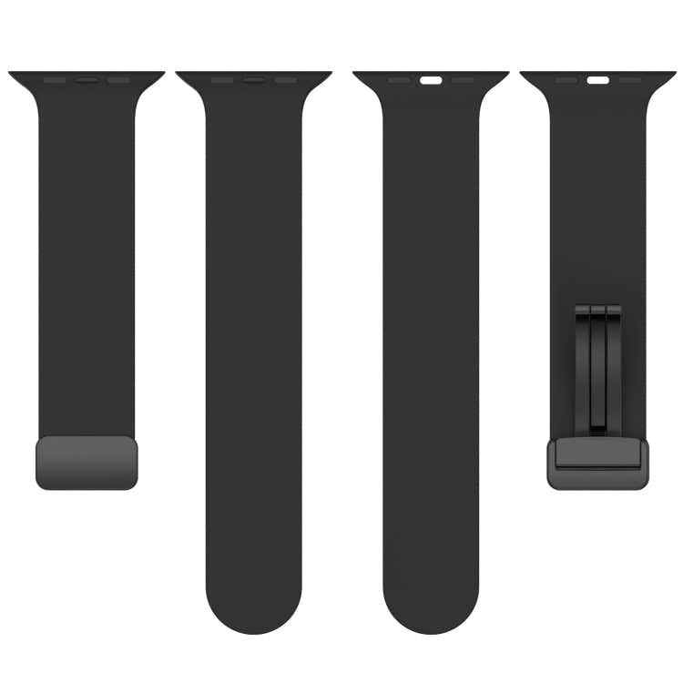 Magnetic Black Buckle Smooth Silicone Watch Band For Apple Watch Ultra 49mm(Dark Green)