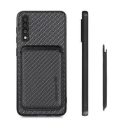 For Samsung Galaxy A50 Carbon Fiber Leather Card Magsafe Case(Black)