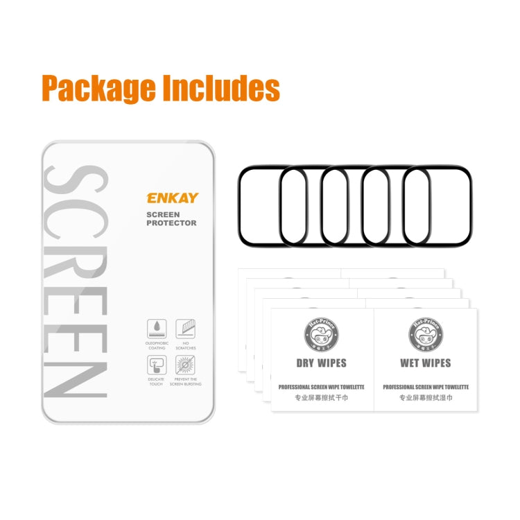 5 PCS For Redmi Watch 3 ENKAY 3D Full Coverage Soft PC Edge + PMMA HD Screen Protector Film