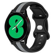 For Samsung Galaxy Watch4 44mm 20mm Butterfly Buckle Two-Color Silicone Watch Band(Black+Grey)