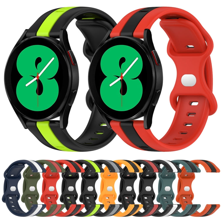 For Samsung Galaxy Watch4 44mm 20mm Butterfly Buckle Two-Color Silicone Watch Band(Black+Grey)