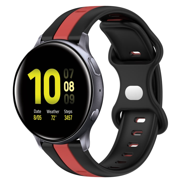 For Samsung Galaxy Watch Active 2 40mm 20mm Butterfly Buckle Two-Color Silicone Watch Band(Black+Red)