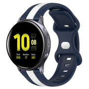 For Samsung Galaxy Watch Active 2 40mm 20mm Butterfly Buckle Two-Color Silicone Watch Band(White+Blue)