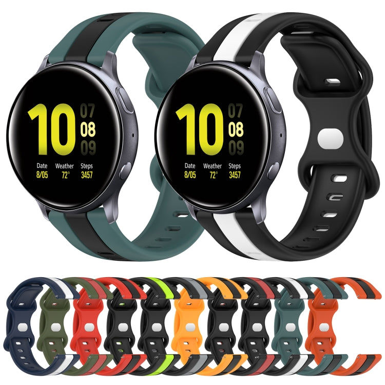 For Samsung Galaxy Watch Active 2 40mm 20mm Butterfly Buckle Two-Color Silicone Watch Band(Green+Black)