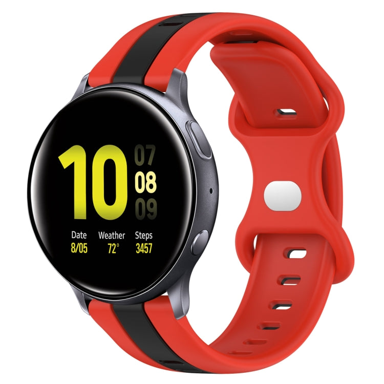 For Samsung Galaxy Watch Active 2 44mm 20mm Butterfly Buckle Two-Color Silicone Watch Band(Red+Black)