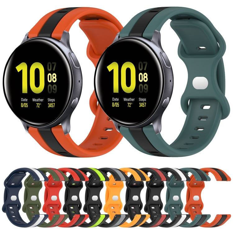 For Samsung Galaxy Watch Active 2 44mm 20mm Butterfly Buckle Two-Color Silicone Watch Band(Red+Black)