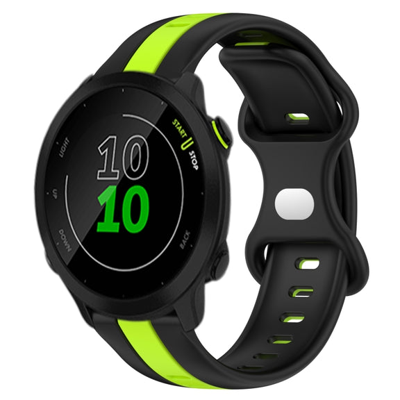 Compatible with Garmin Compatible witherunner 158 20mm Butterfly Buckle Two-Color Silicone Watch Band(Black+Green)