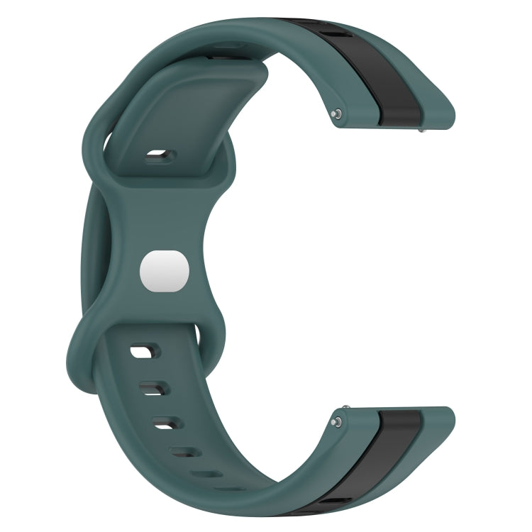 Compatible with Garmin Venu 20mm Butterfly Buckle Two-Color Silicone Watch Band(Green+Black)