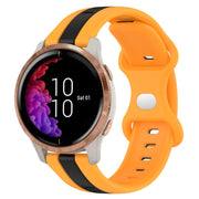 Compatible with Garmin Venu 20mm Butterfly Buckle Two-Color Silicone Watch Band(Black+Yellow)