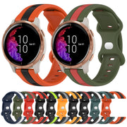 Compatible with Garmin Venu 20mm Butterfly Buckle Two-Color Silicone Watch Band(Black+Red)