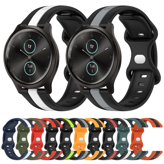 Compatible with Garmin Garminmove Style 20mm Butterfly Buckle Two-Color Silicone Watch Band(White+Blue)