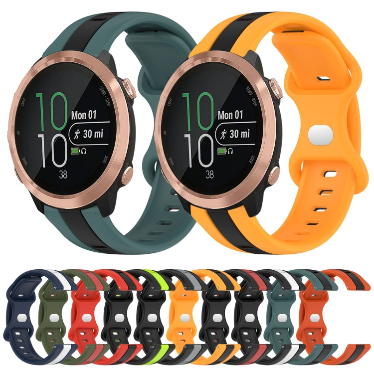 Compatible with Garmin Compatible witherunner 645 Music 20mm Butterfly Buckle Two-Color Silicone Watch Band(Red+Black)
