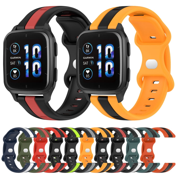 Compatible with Garmin Compatible witherunner Sq2 20mm Butterfly Buckle Two-Color Silicone Watch Band(Black+Red)