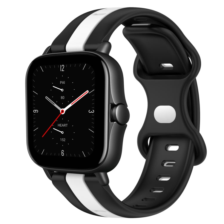 For Amazfit GTS 2E 20mm Butterfly Buckle Two-Color Silicone Watch Band(Black+White)