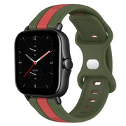 For Amazfit GTS 2E 20mm Butterfly Buckle Two-Color Silicone Watch Band(Red+Army Green)