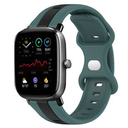 For Amazfit GTS 2 Mini 20mm Butterfly Buckle Two-Color Silicone Watch Band(Green+Black)