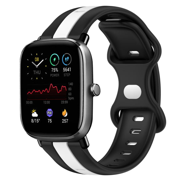 For Amazfit GTS 2 Mini 20mm Butterfly Buckle Two-Color Silicone Watch Band(Black+White)