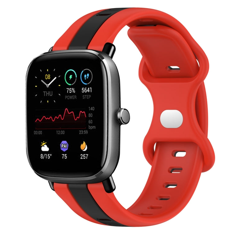 For Amazfit GTS 2 Mini 20mm Butterfly Buckle Two-Color Silicone Watch Band(Red+Black)