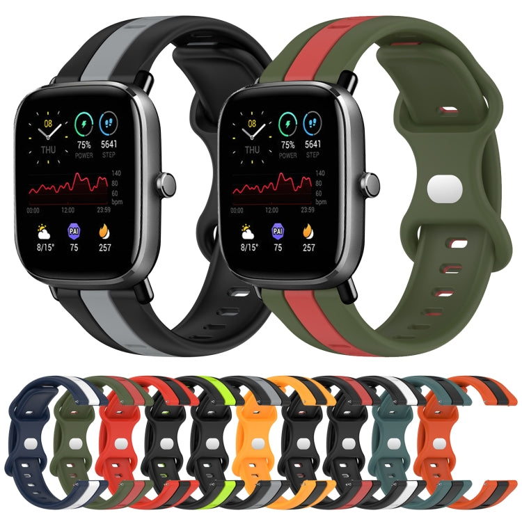 For Amazfit GTS 2 Mini 20mm Butterfly Buckle Two-Color Silicone Watch Band(Orange+Black)