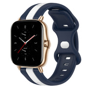 For Amazfit GTS 2 20mm Butterfly Buckle Two-Color Silicone Watch Band(White+Blue)