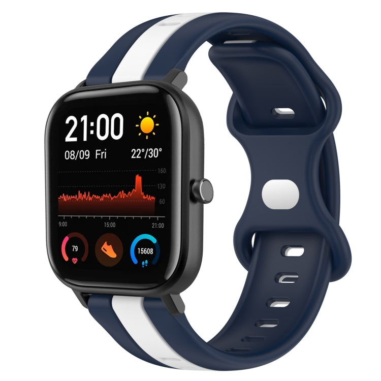For Amazfit GTS 20mm Butterfly Buckle Two-Color Silicone Watch Band(White+Blue)