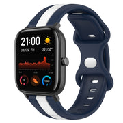 For Amazfit GTS 20mm Butterfly Buckle Two-Color Silicone Watch Band(White+Blue)