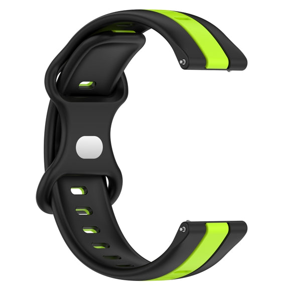 For Amazfit Pop Pro 20mm Butterfly Buckle Two-Color Silicone Watch Band(Black+Green)